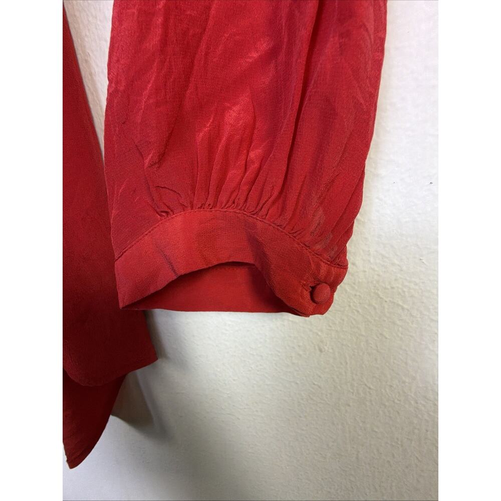 Madewell 100% silk Womens Large Pleated Front Blouse Shirt Top luxury career - Picture 4 of 9